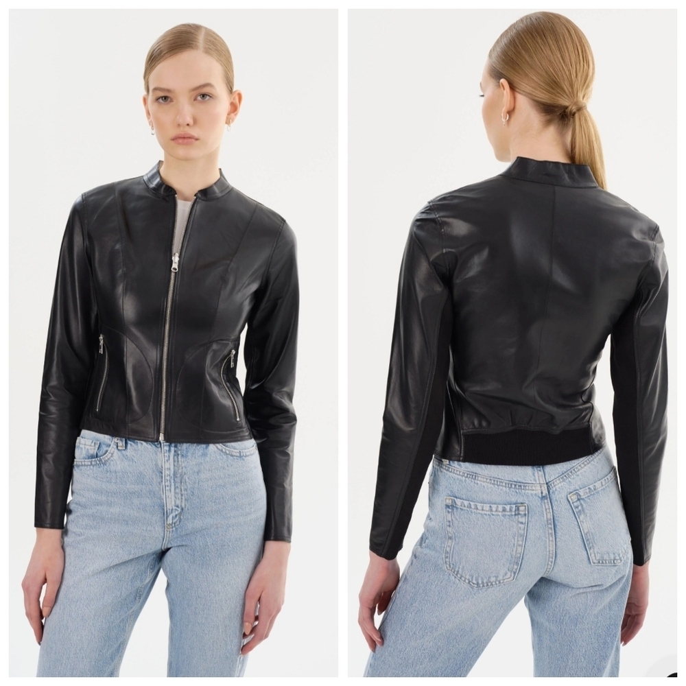 LaMarque Chapin Reversible Leather Jacket Black Silver XS New With Tag